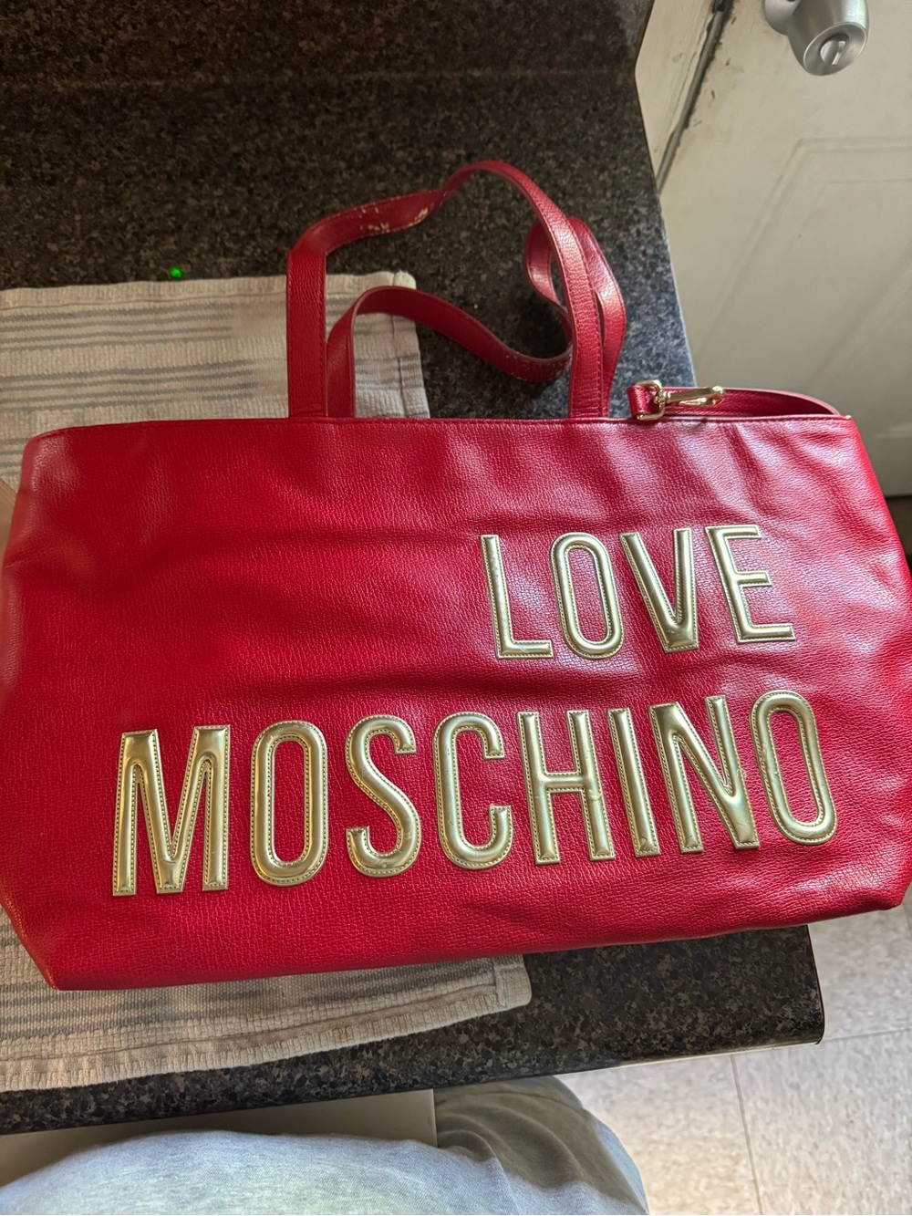 Love Moschino Red Tote with Gold Logo